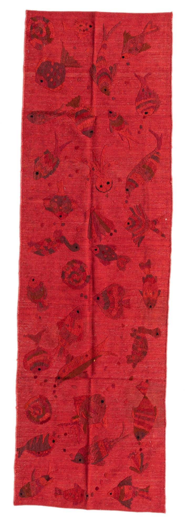 2' 4 x 7' 8 Hand Woven Kilim Suzani Wool Runner Rug