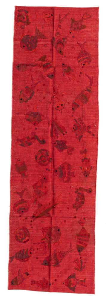 2' 4 x 7' 8 Hand Woven Kilim Suzani Wool Runner Rug
