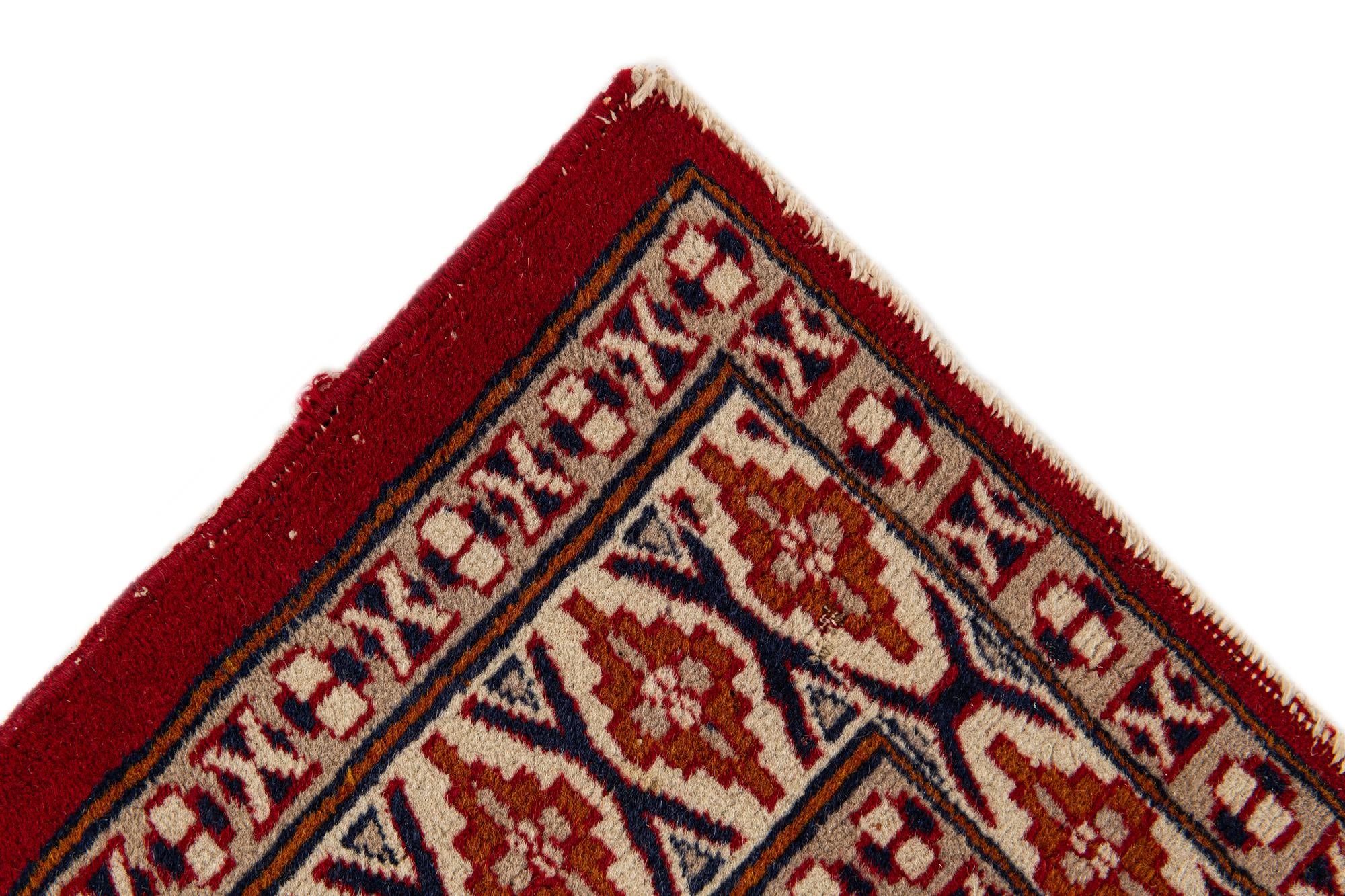 2' 6 x 6' 2 Hand Knotted Lahour Wool Runner Rug