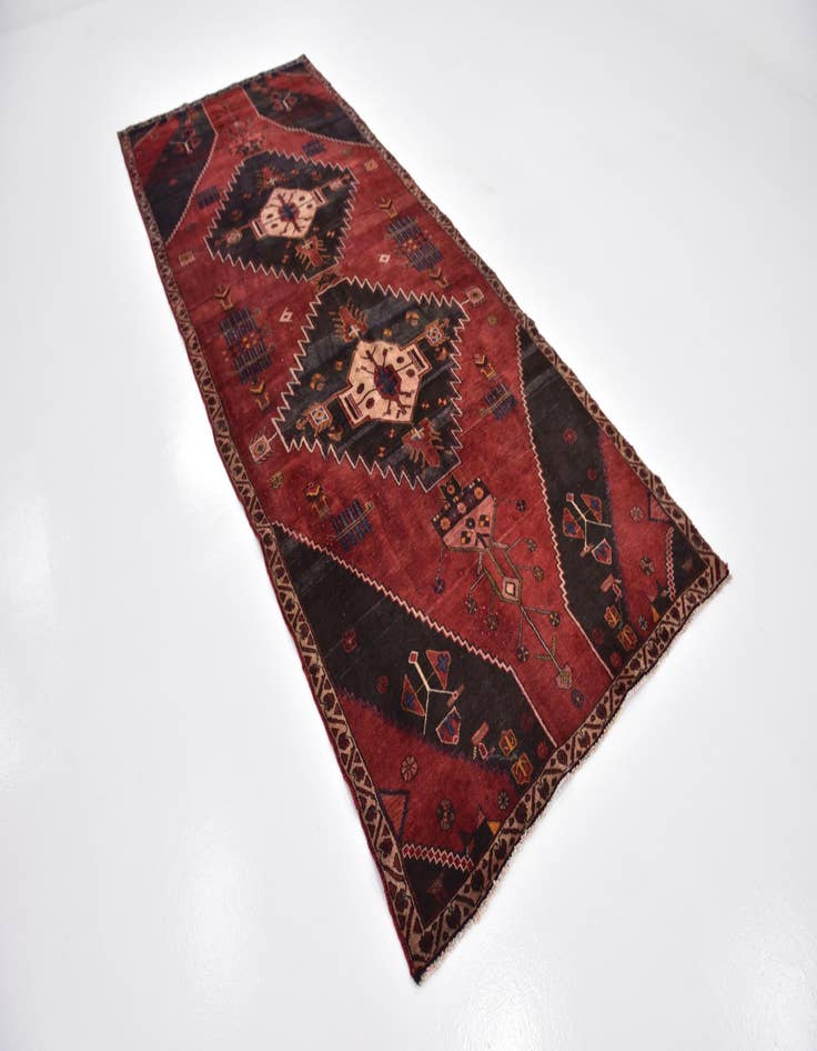 Detail image of 4' 7 x 11' 5 Hand Knotted Mazlaghan Persian Wool Runner Rug