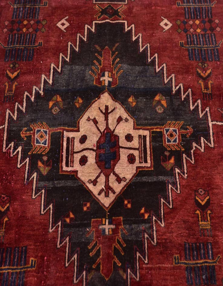 Detail image of 4' 7 x 11' 5 Hand Knotted Mazlaghan Persian Wool Runner Rug