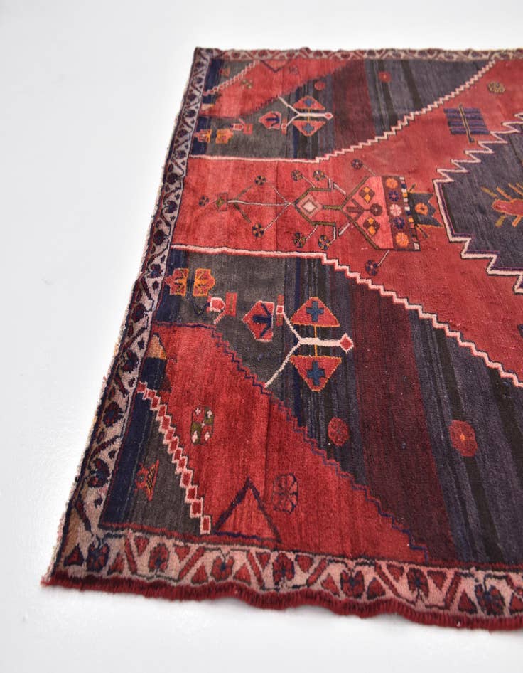Detail image of 4' 7 x 11' 5 Hand Knotted Mazlaghan Persian Wool Runner Rug