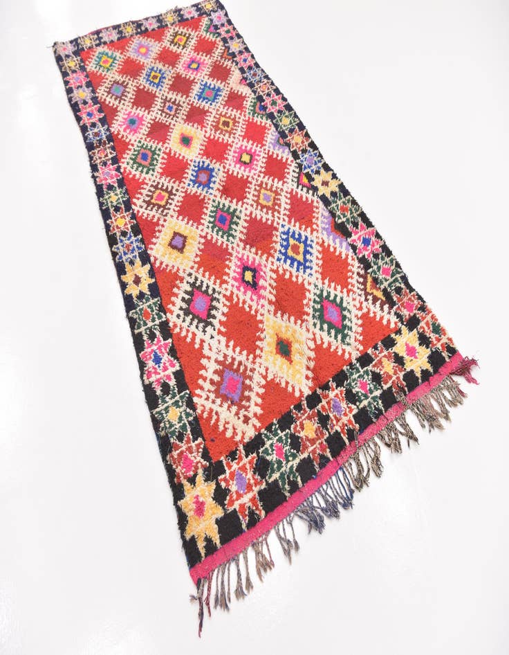 Detail image of 4' 8 x 9' 6  Hand Knotted Moroccan Wool Runner Rug