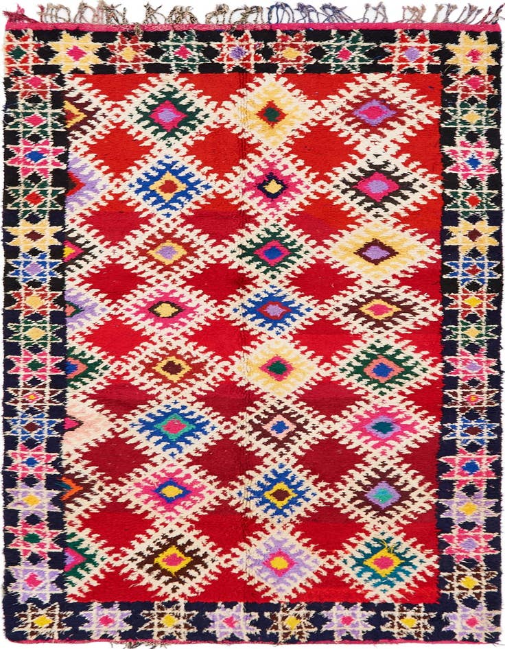 Detail image of 4' 8 x 9' 6 Hand Knotted Moroccan Wool Runner Rug