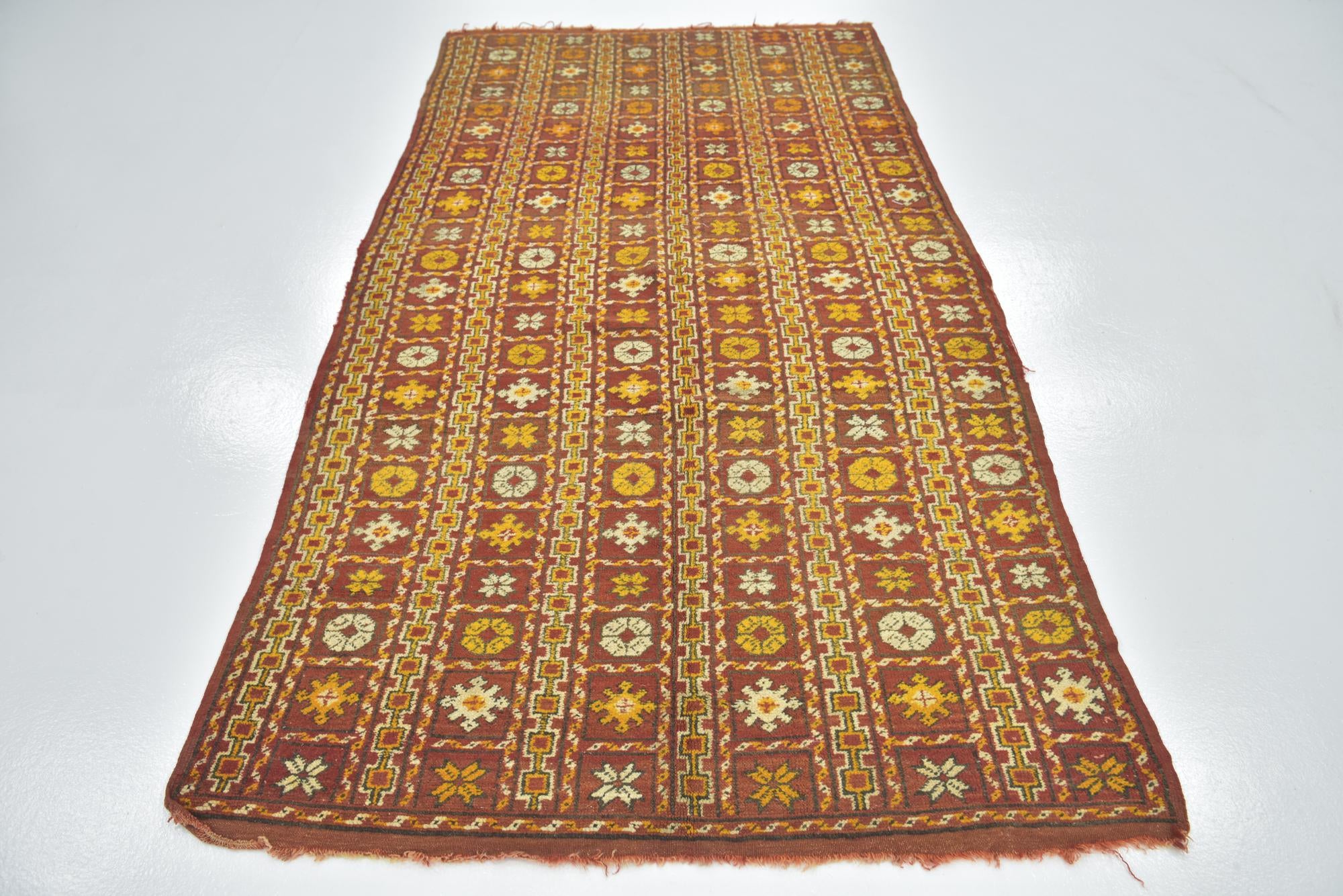 4' 5 x 8' 2 Hand Knotted Moroccan Wool Runner Rug