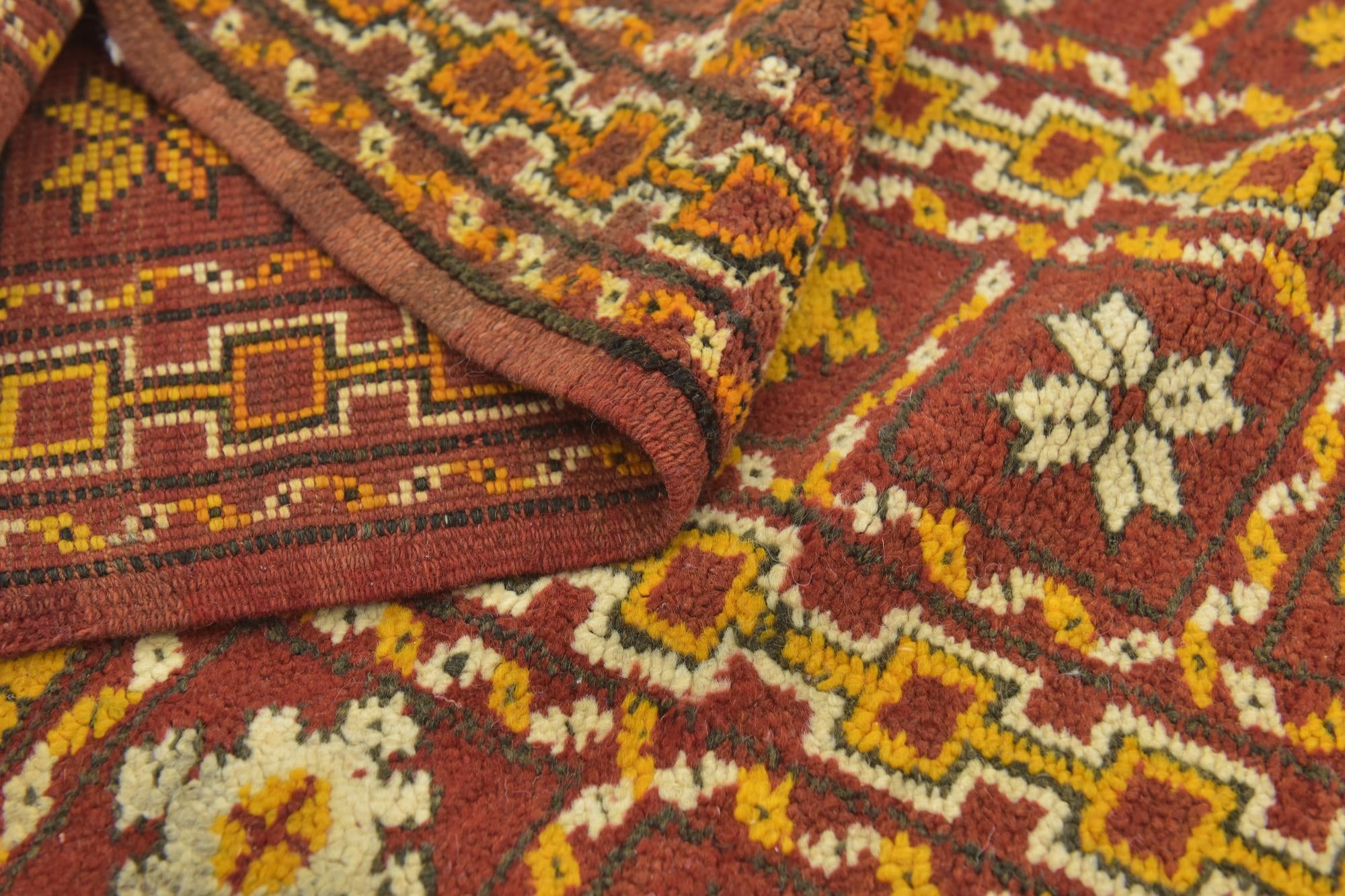 4' 5 x 8' 2 Hand Knotted Moroccan Wool Runner Rug