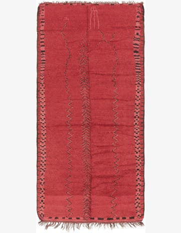 5' 9 x 12' 3 Hand Knotted Moroccan Wool Runner Rug
