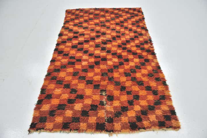 4' 6 x 7' 8 Hand Knotted Moroccan Wool Runner Rug