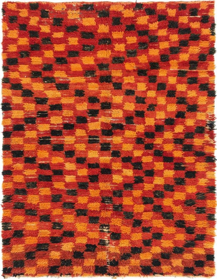 Detail image of 4' 6 x 7' 8 Hand Knotted Moroccan Wool Runner Rug