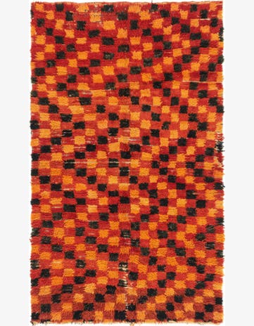 4' 6 x 7' 8 Hand Knotted Moroccan Wool Runner Rug
