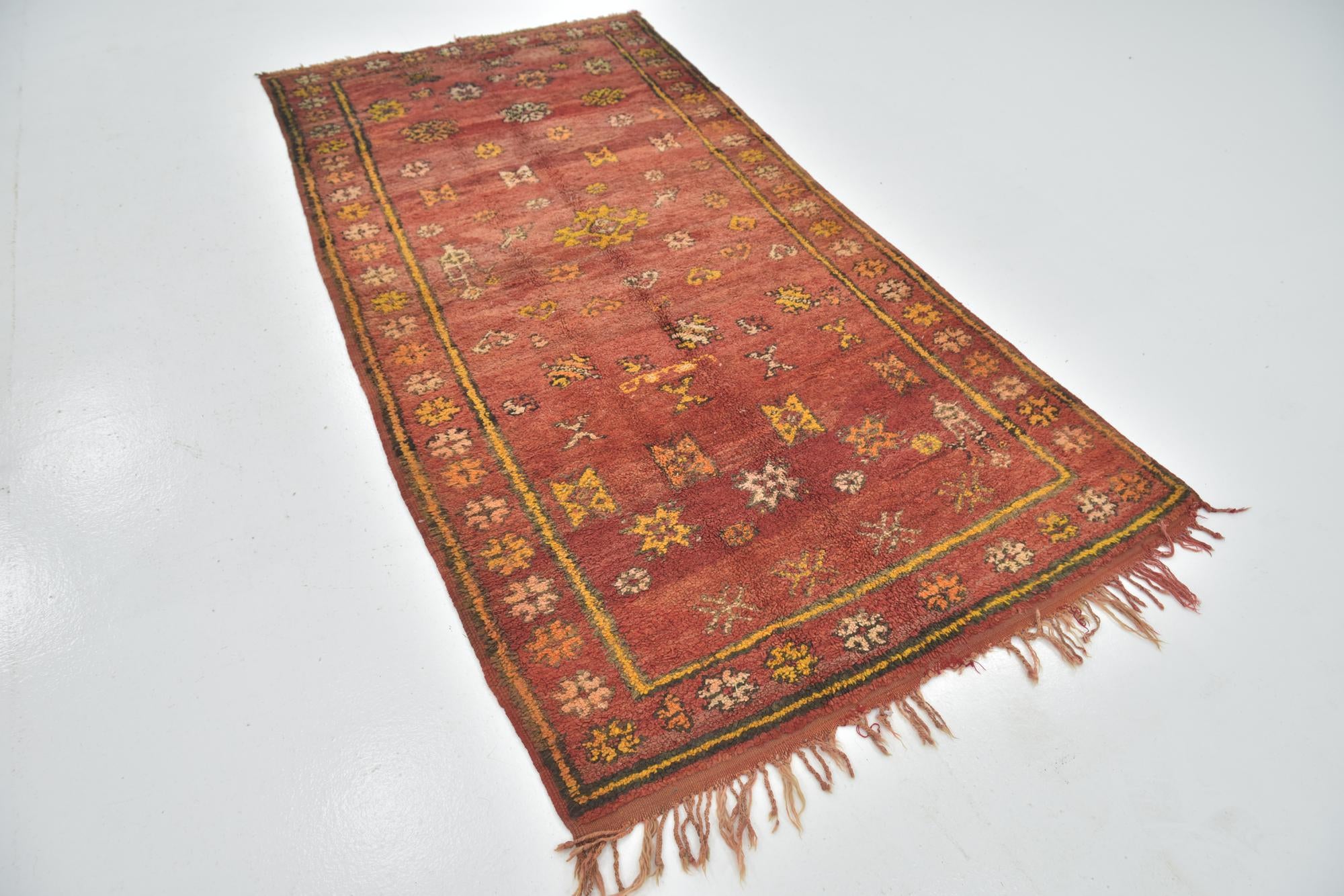 4' 3 x 8' 9 Hand Knotted Moroccan Wool Runner Rug