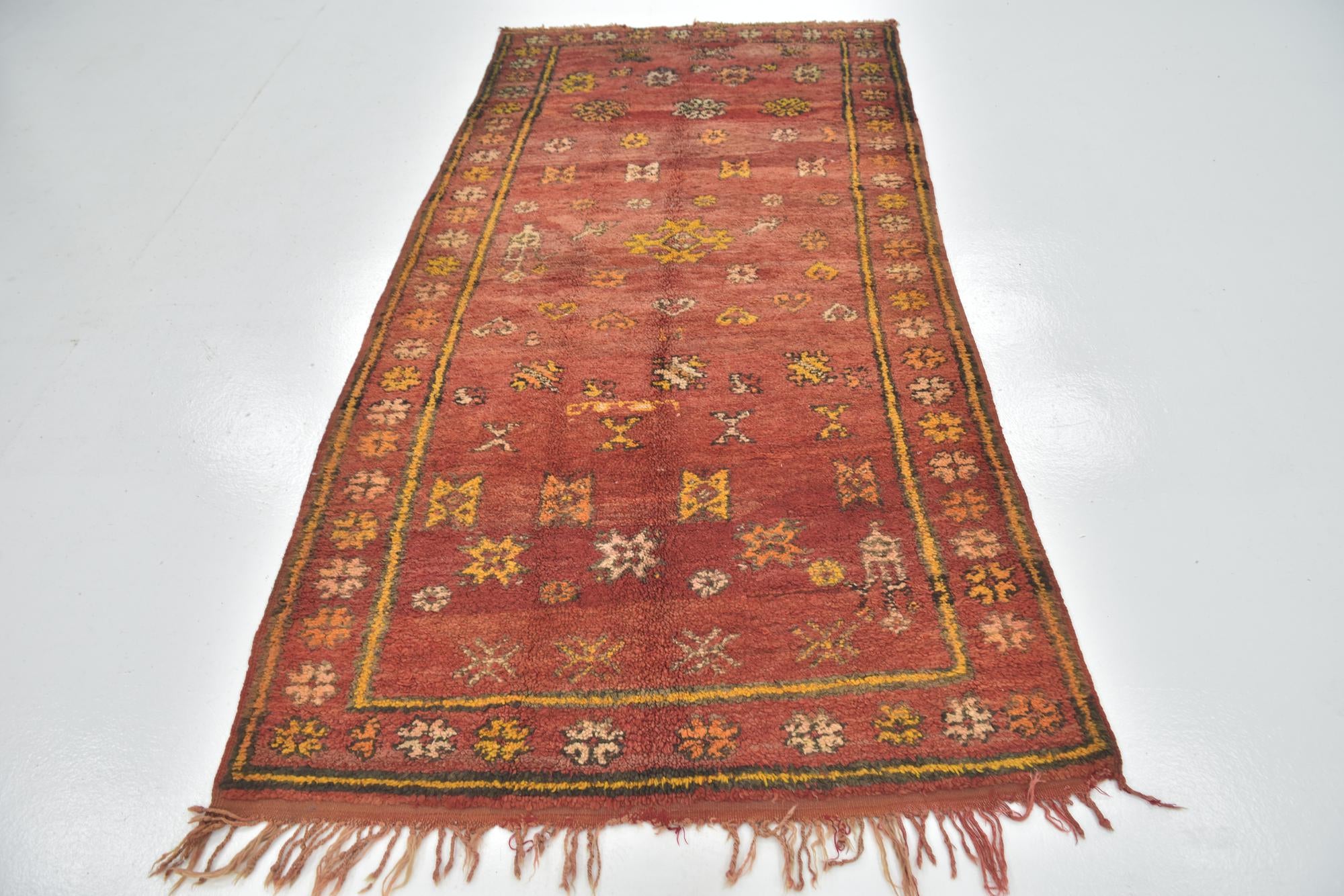 4' 3 x 8' 9 Hand Knotted Moroccan Wool Runner Rug