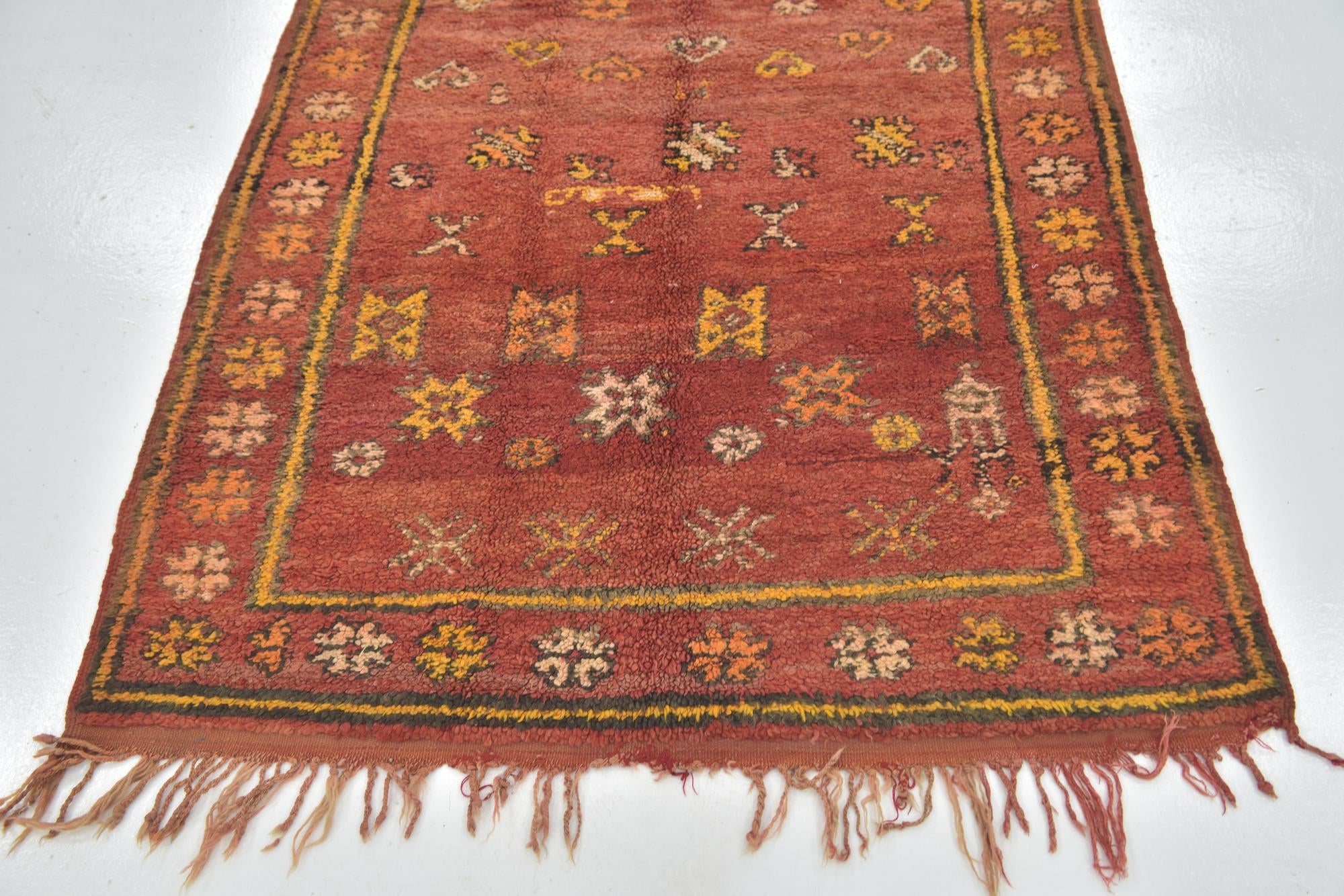 4' 3 x 8' 9 Hand Knotted Moroccan Wool Runner Rug