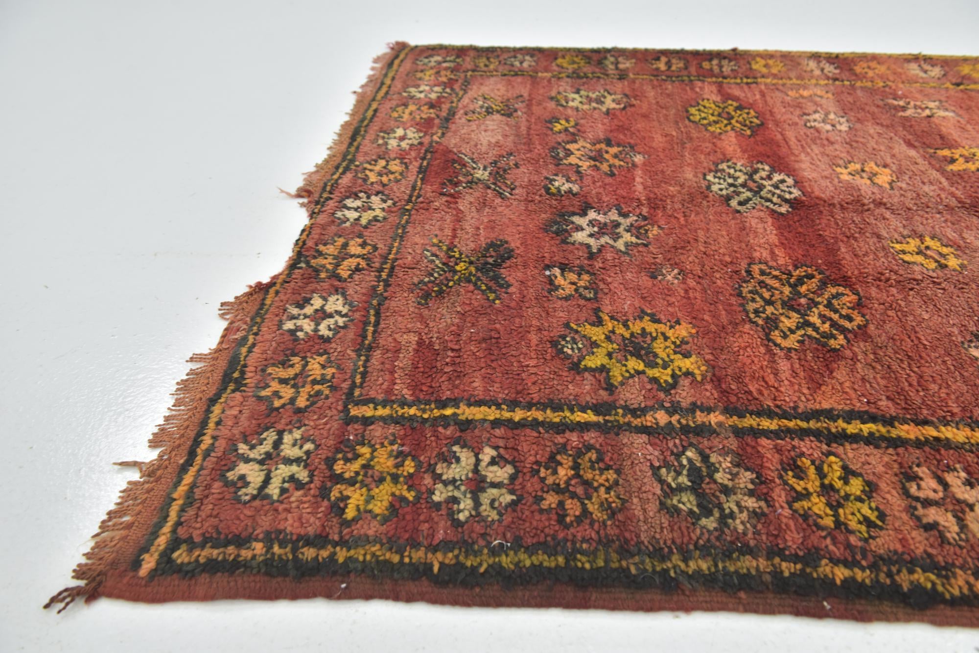 4' 3 x 8' 9 Hand Knotted Moroccan Wool Runner Rug