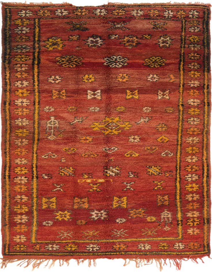 Detail image of 4' 3 x 8' 9 Hand Knotted Moroccan Wool Runner Rug