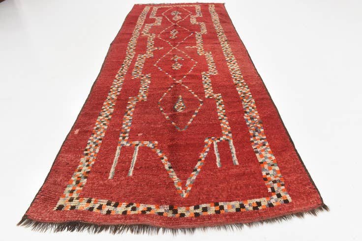 Detail image of 5' 4 x 13' 2 Hand Knotted Moroccan Wool Runner Rug