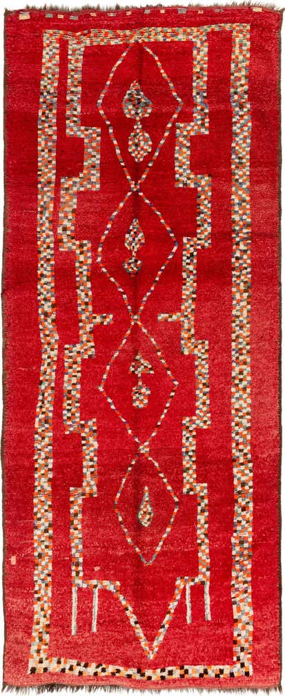 5' 4 x 13' 2 Hand Knotted Moroccan Wool Runner Rug