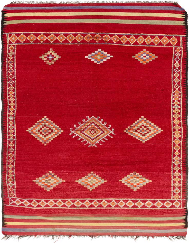 Detail image of 5' 9 x 13' 9 Hand Knotted Moroccan Wool Runner Rug