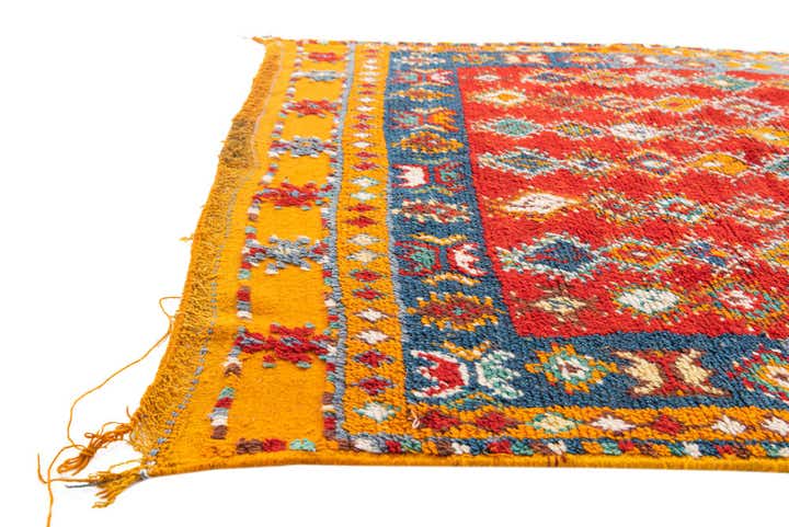 4' 3 x 9' 8 Hand Knotted Moroccan Oriental Wool Runner Rug
