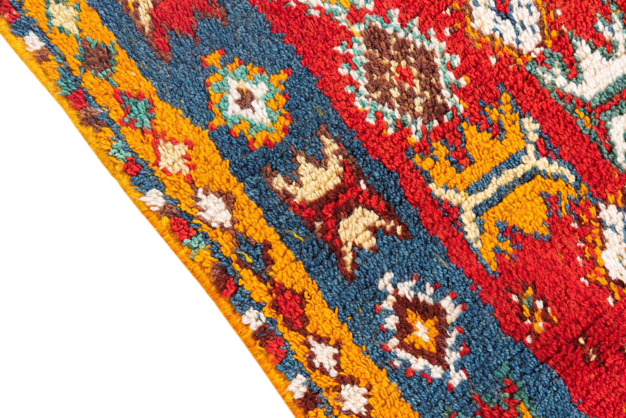 4' 3 x 9' 8 Hand Knotted Moroccan Oriental Wool Runner Rug