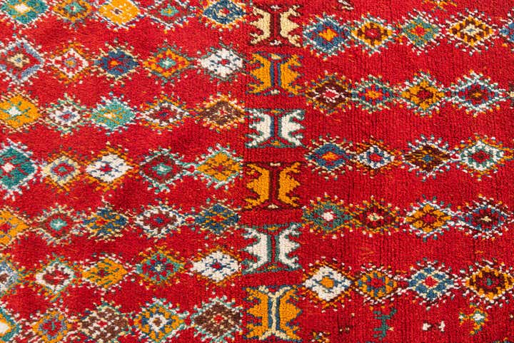 4' 3 x 9' 8 Hand Knotted Moroccan Oriental Wool Runner Rug