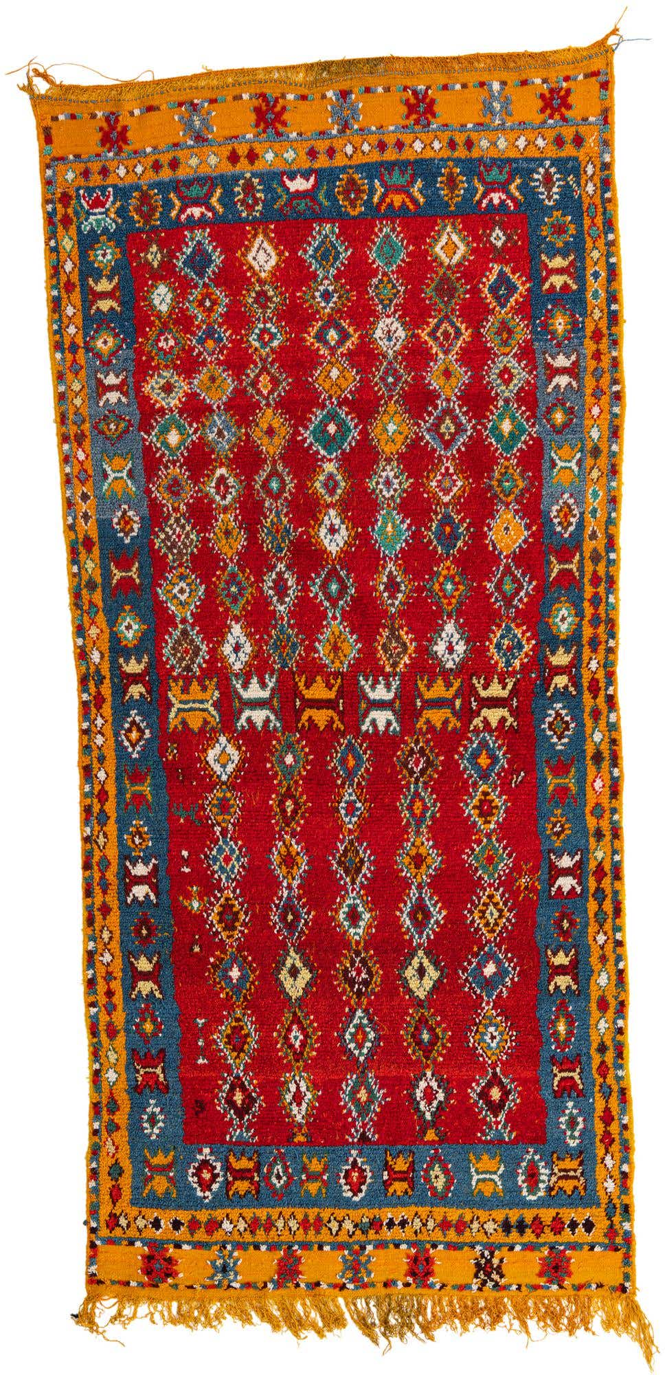 4' 3 x 9' 8 Hand Knotted Moroccan Oriental Wool Runner Rug