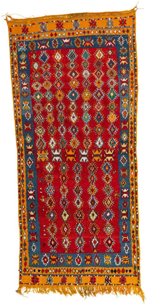 4' 3 x 9' 8 Hand Knotted Moroccan Oriental Wool Runner Rug