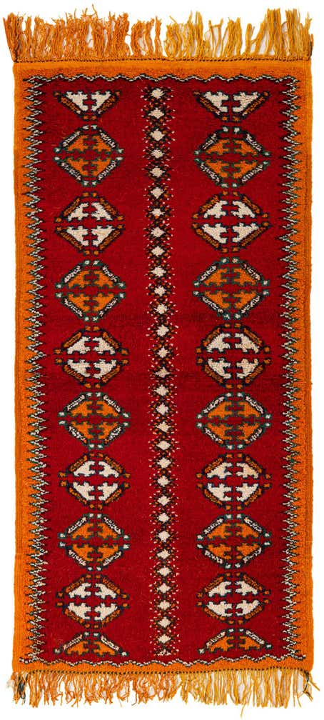 2' 5 x 5' 6 Hand Knotted Moroccan Wool Runner Rug