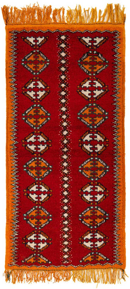 Detail image of 2' 5 x 5' 6 Hand Knotted Moroccan Wool Runner Rug