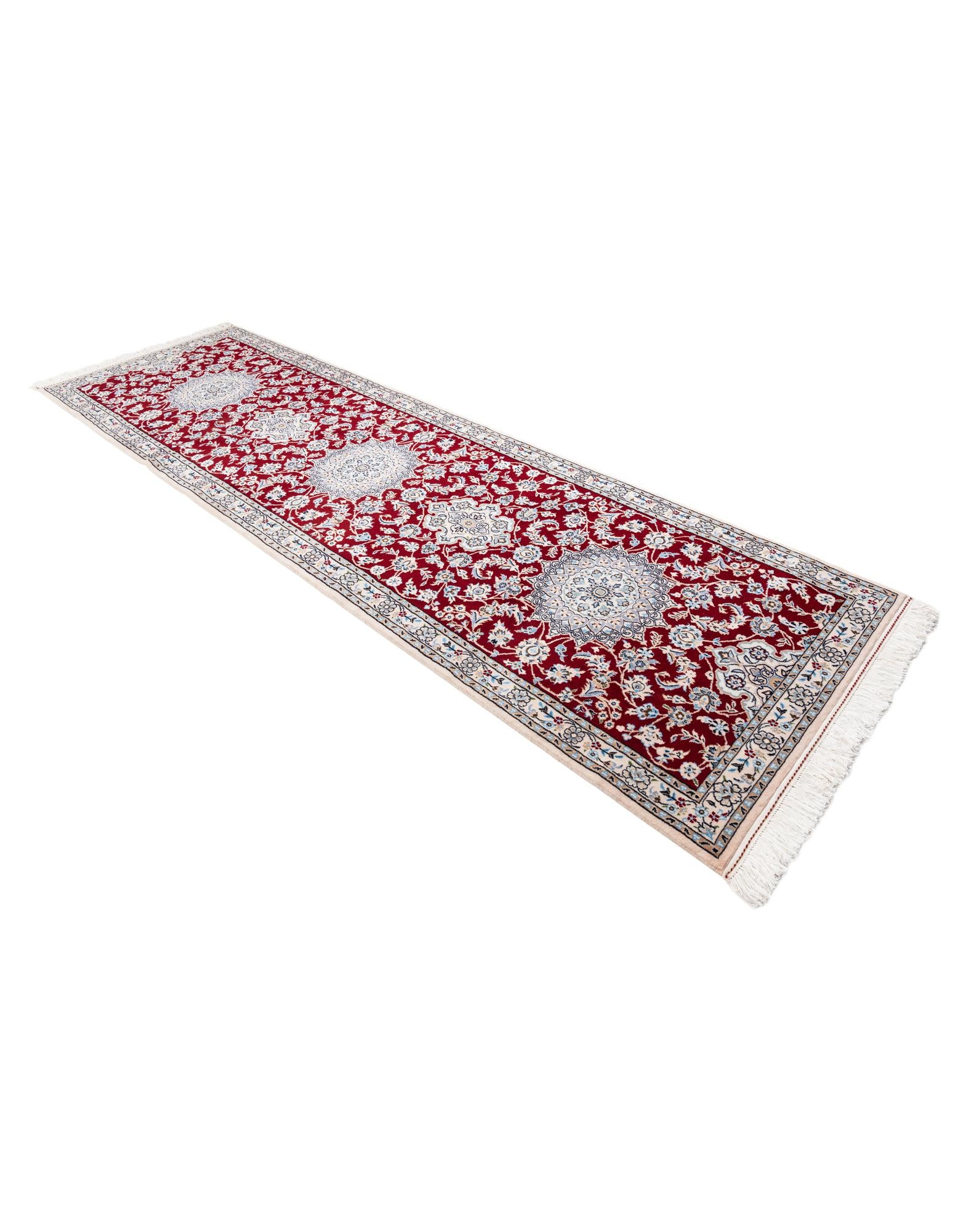 3' 4 x 11' 2 Hand Knotted Nain Persian Runner Rug