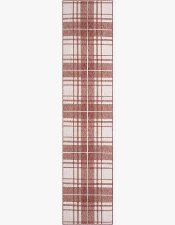 Red Easy-Clean Checkered Indoor / Outdoor Runner Rug