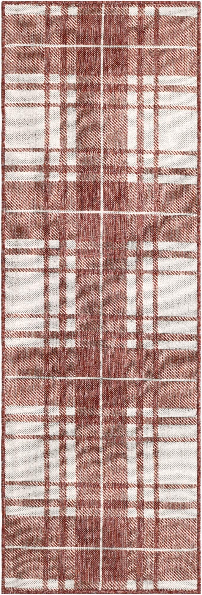 2' x 6'  Washable Checkered Indoor / Outdoor Runner Rug