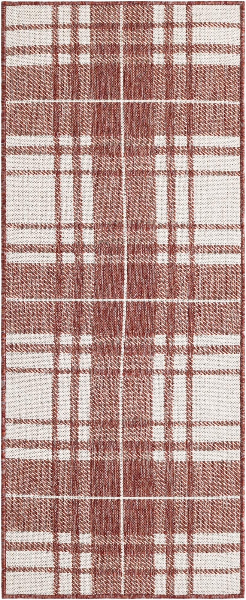 2' x 5' 3  Washable Checkered Indoor / Outdoor Runner Rug