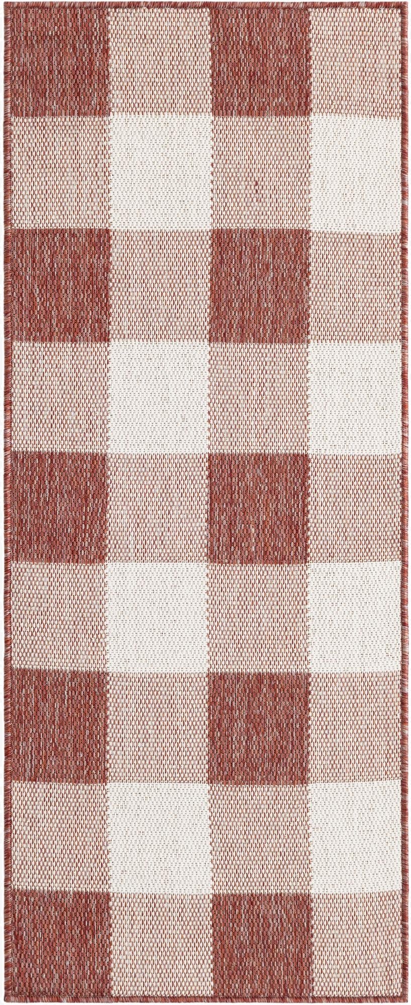 2' x 5' 3  Washable Checkered Indoor / Outdoor Runner Rug
