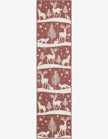 Red Easy-Clean Holiday Indoor / Outdoor Runner Rug