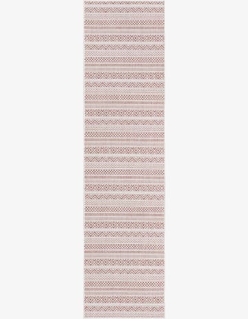 Red Easy-Clean Striped Indoor / Outdoor Runner Rug