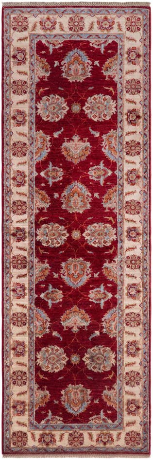 Detailansicht von 85cm x 255cm Handgeknüpft Pershawar Ziegler Läufer Teppich