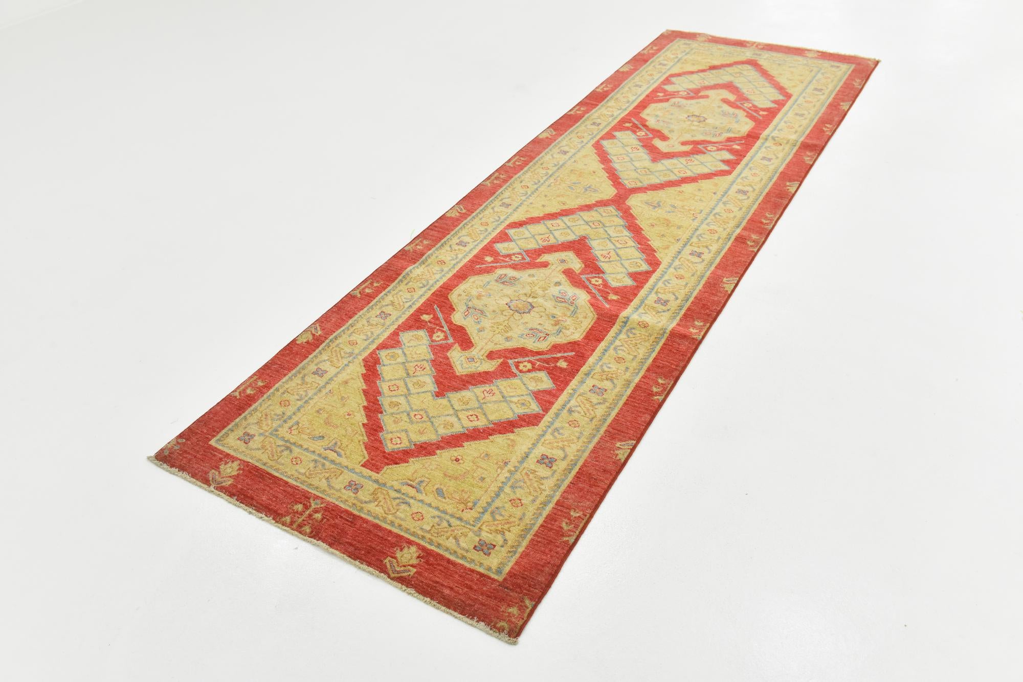 3' x 9' 7 Hand Knotted Peshawar Ziegler Runner Rug