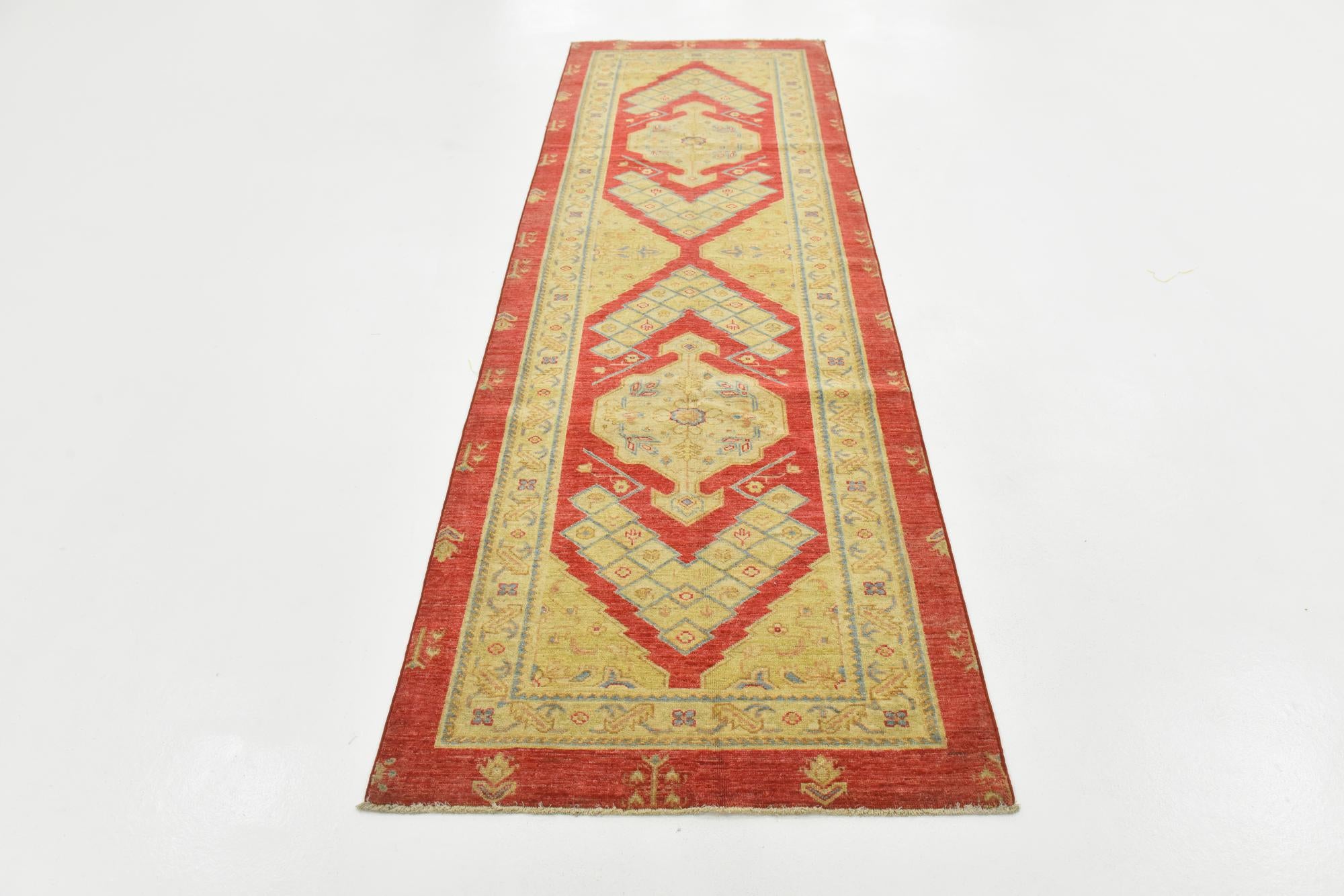 3' x 9' 7 Hand Knotted Peshawar Ziegler Runner Rug