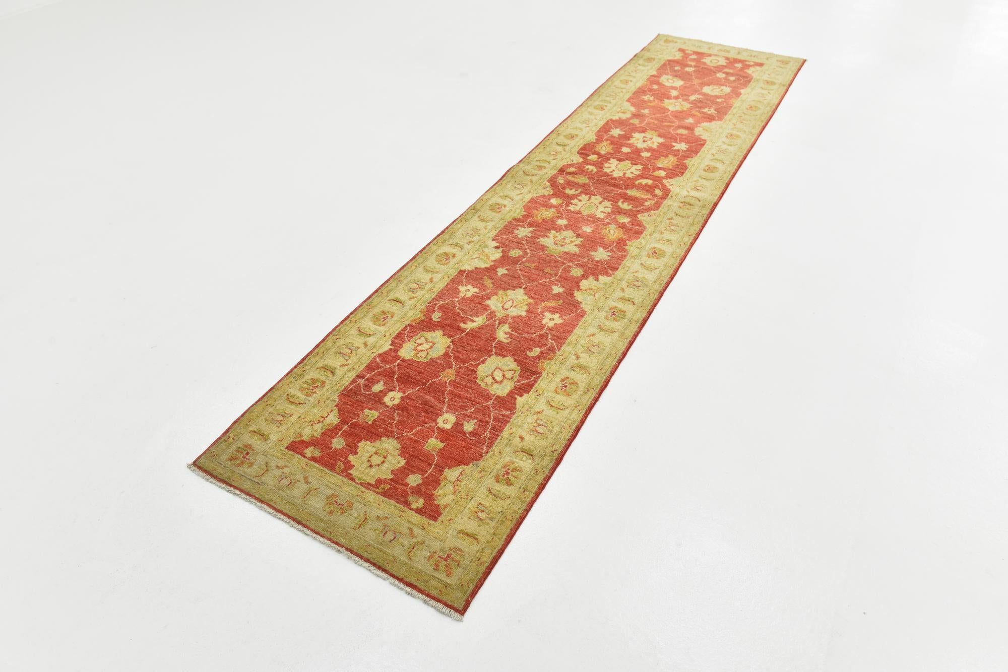 2' 4 x 10' 3 Hand Knotted Peshawar Ziegler Runner Rug