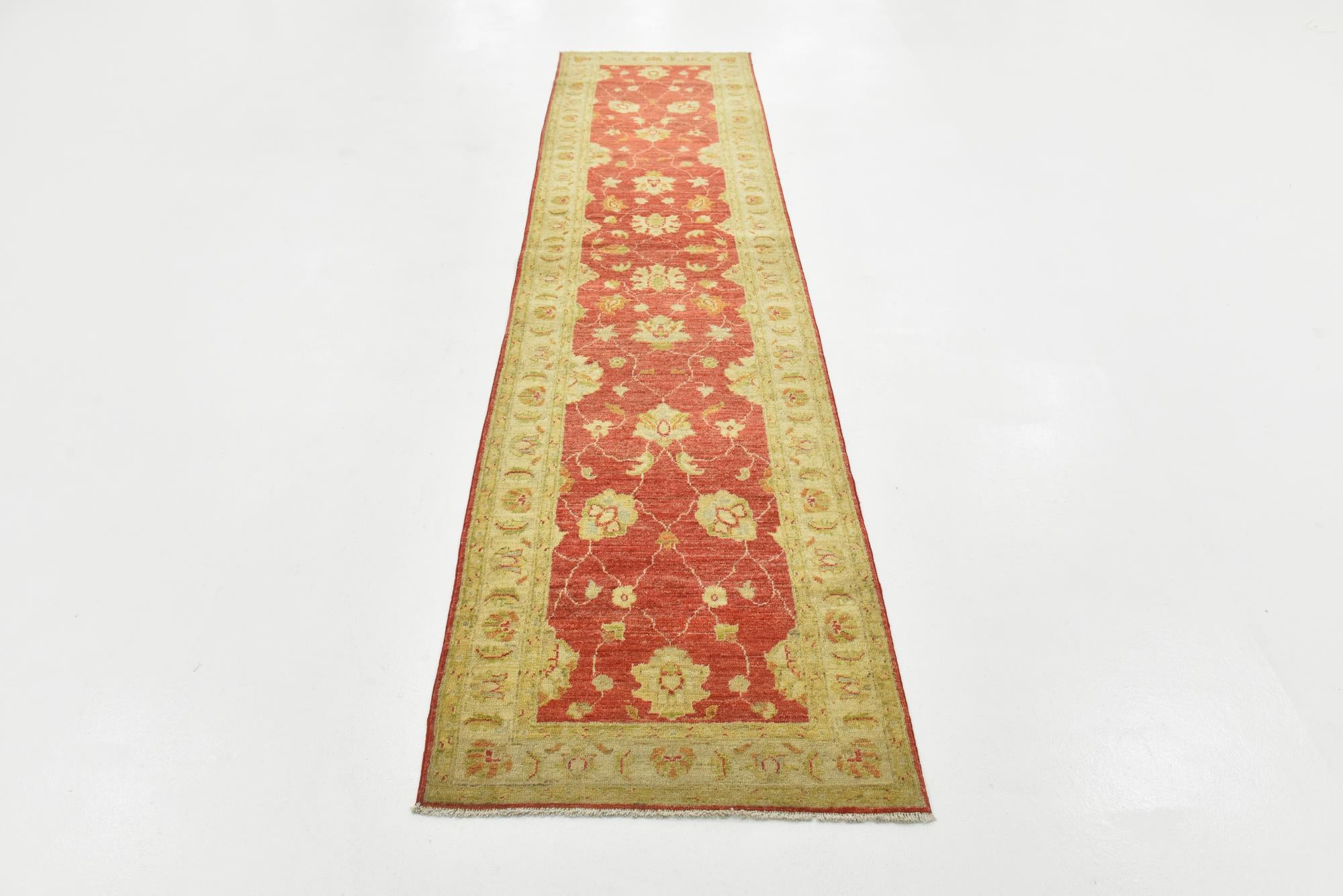 2' 4 x 10' 3 Hand Knotted Peshawar Ziegler Runner Rug