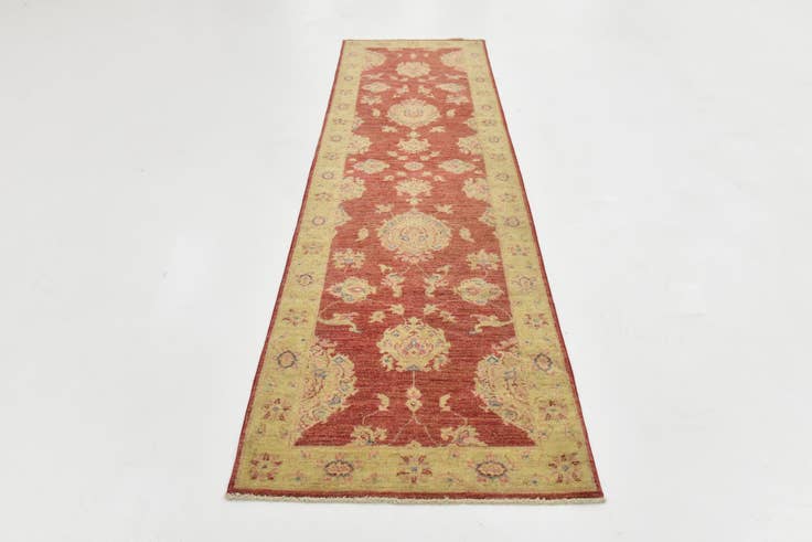 Detail image of 2' 8 x 9' 10 Hand Knotted Peshawar Ziegler Runner Rug