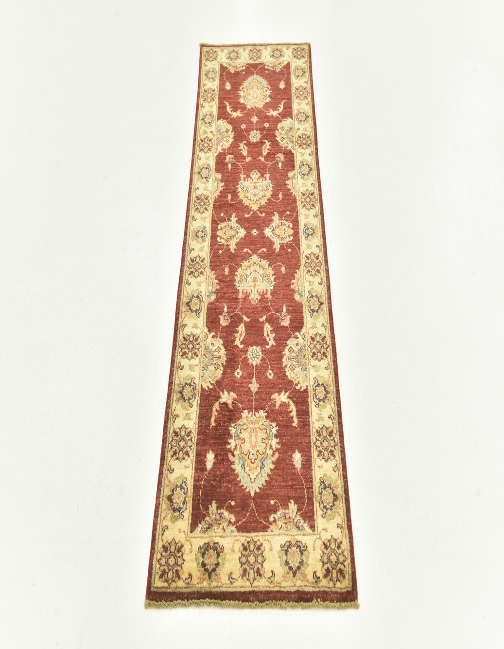 Red 2' x 6' 1 Hand Knotted Peshawar Ziegler Runner Rug