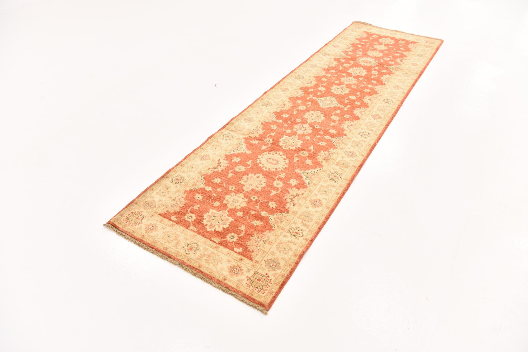 2' 9 x 9' 9 Hand Knotted Peshawar Ziegler Runner Rug