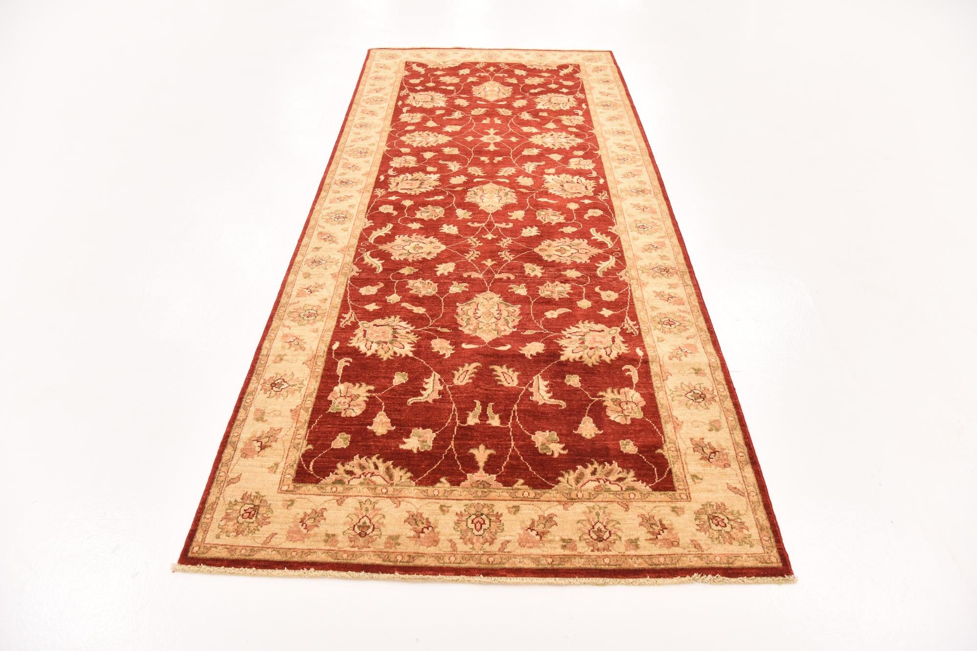 4' 1 x 9' 5 Hand Knotted Peshawar Ziegler Runner Rug