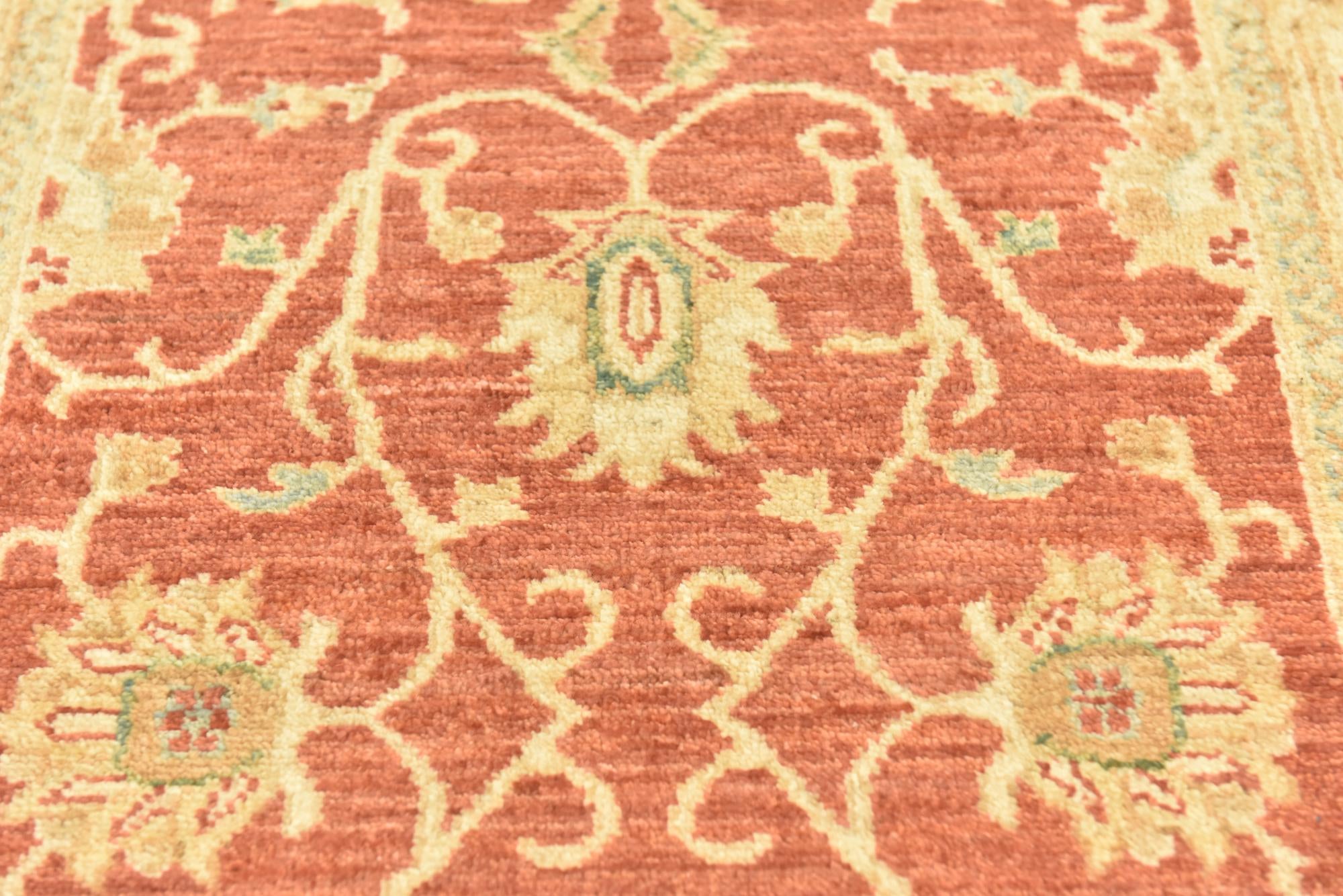 2' 8 x 9' 5 Hand Knotted Peshawar Ziegler Runner Rug