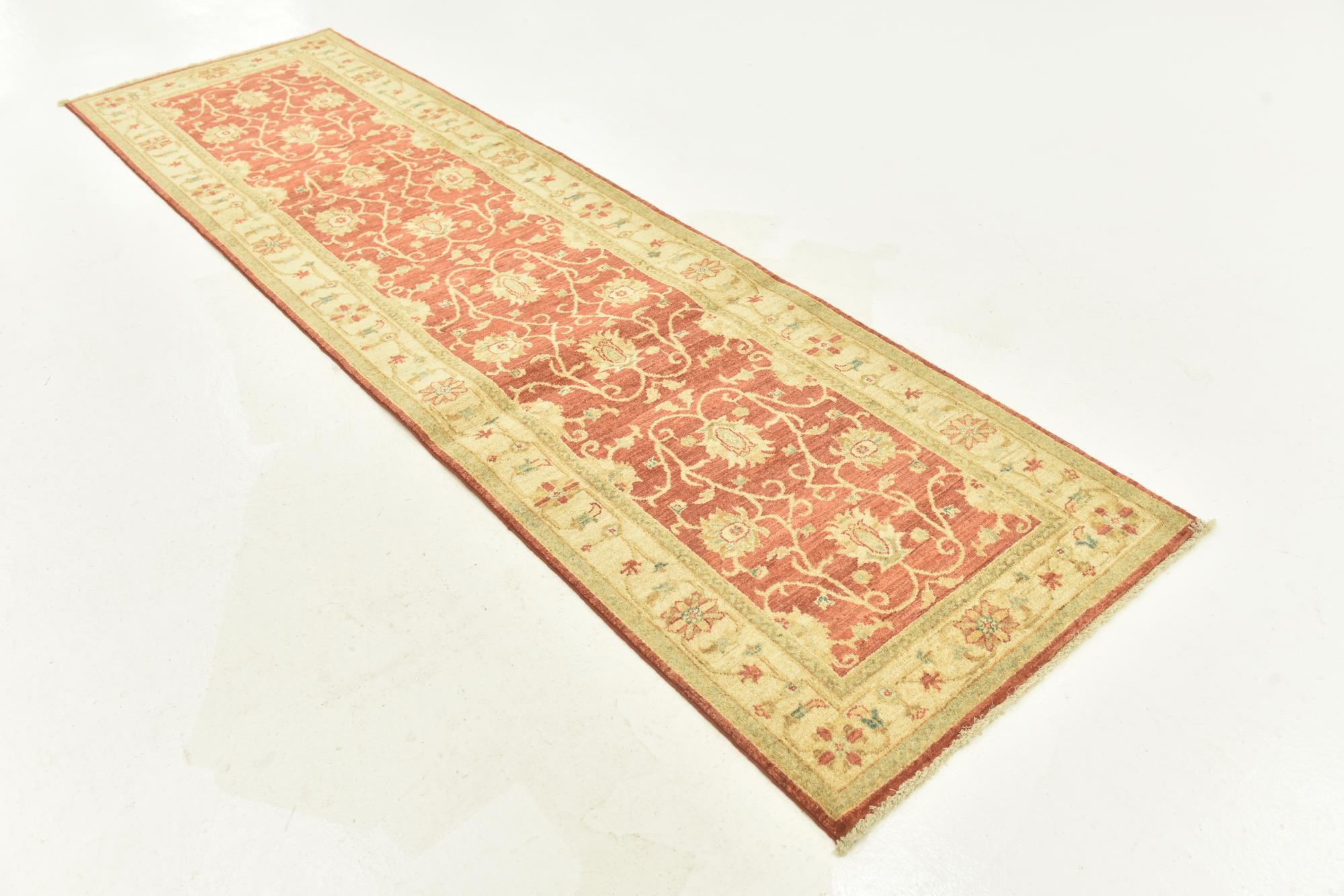 2' 9 x 9' 9 Hand Knotted Peshawar Ziegler Runner Rug