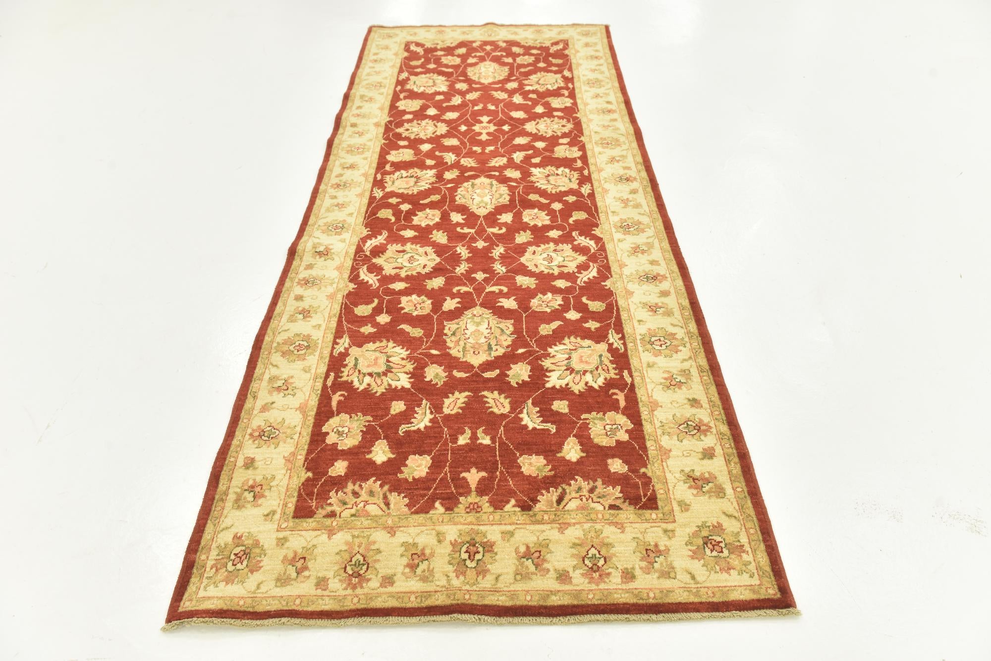 3' 9 x 9' 8 Hand Knotted Peshawar Ziegler Runner Rug