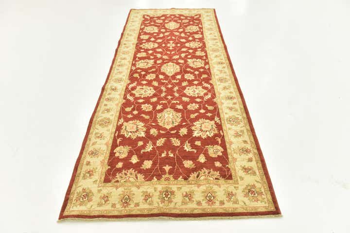 3' 9 x 9' 8 Hand Knotted Peshawar Ziegler Runner Rug