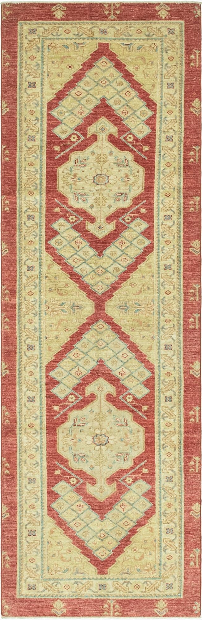 3' x 9' 7  Hand Knotted Peshawar Ziegler Runner Rug